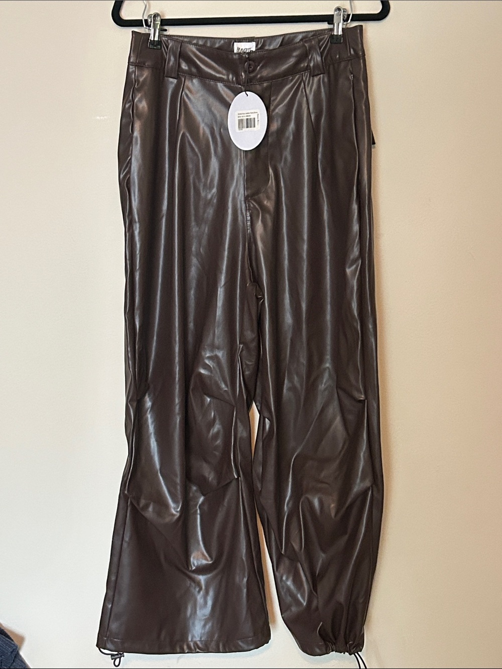 Princess Polly Faux Leather Trousers in Dark Brown